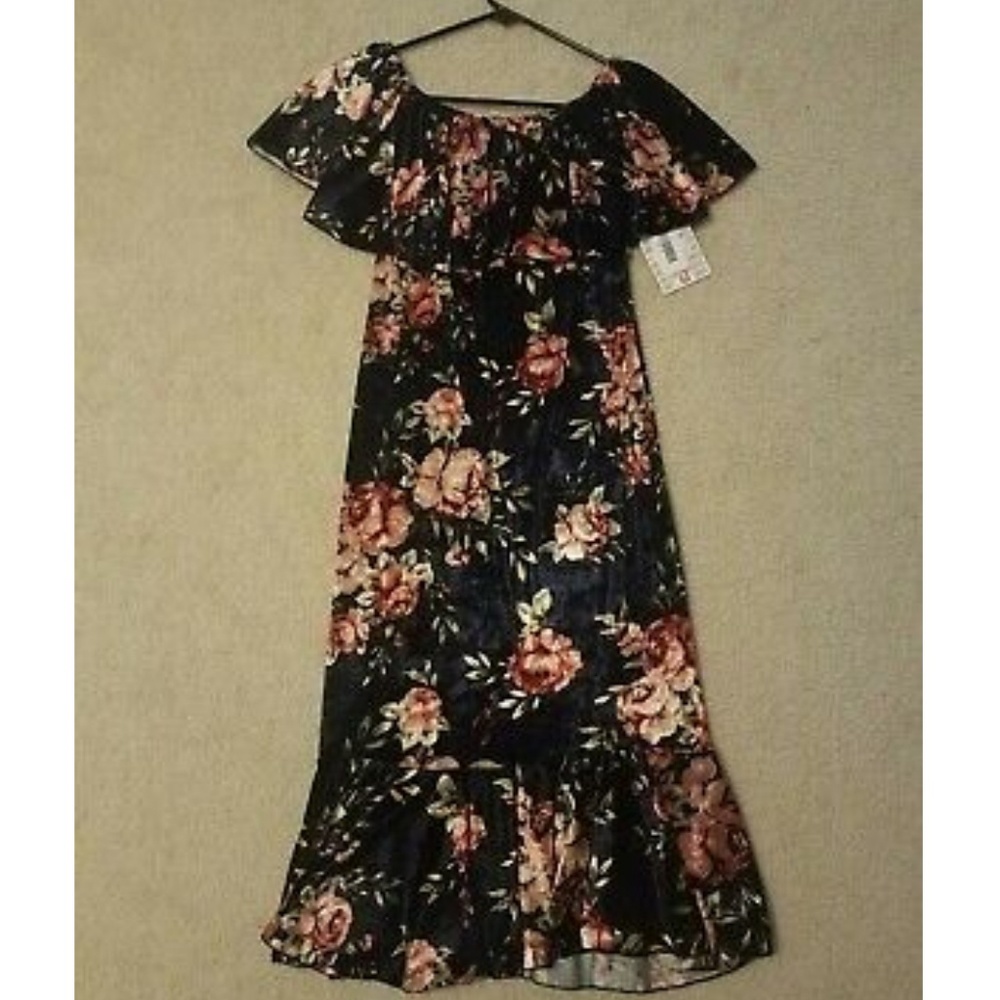 LulaRoe Cici Dress, Navy Floral Velvet, Size Small, NWT